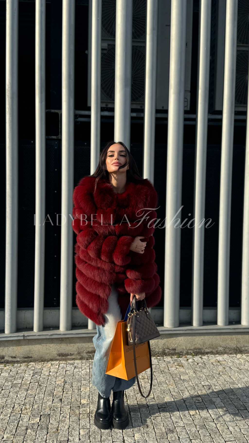 Pravý kožuch z líšky WINE RED