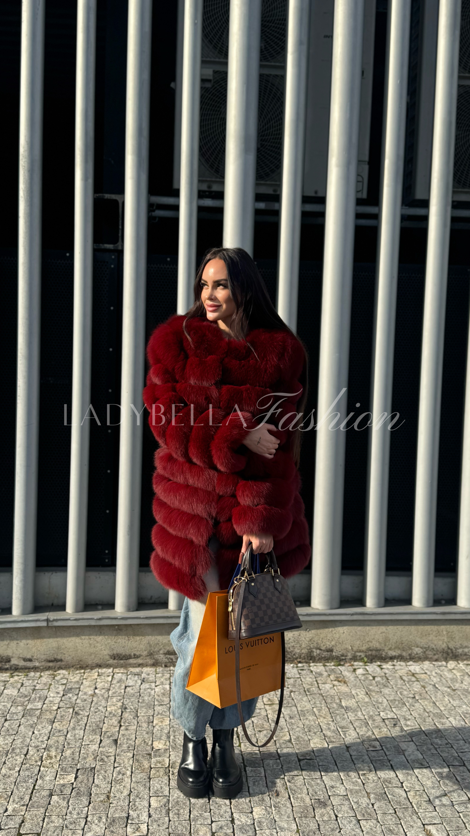 Pravý kožuch z líšky WINE RED