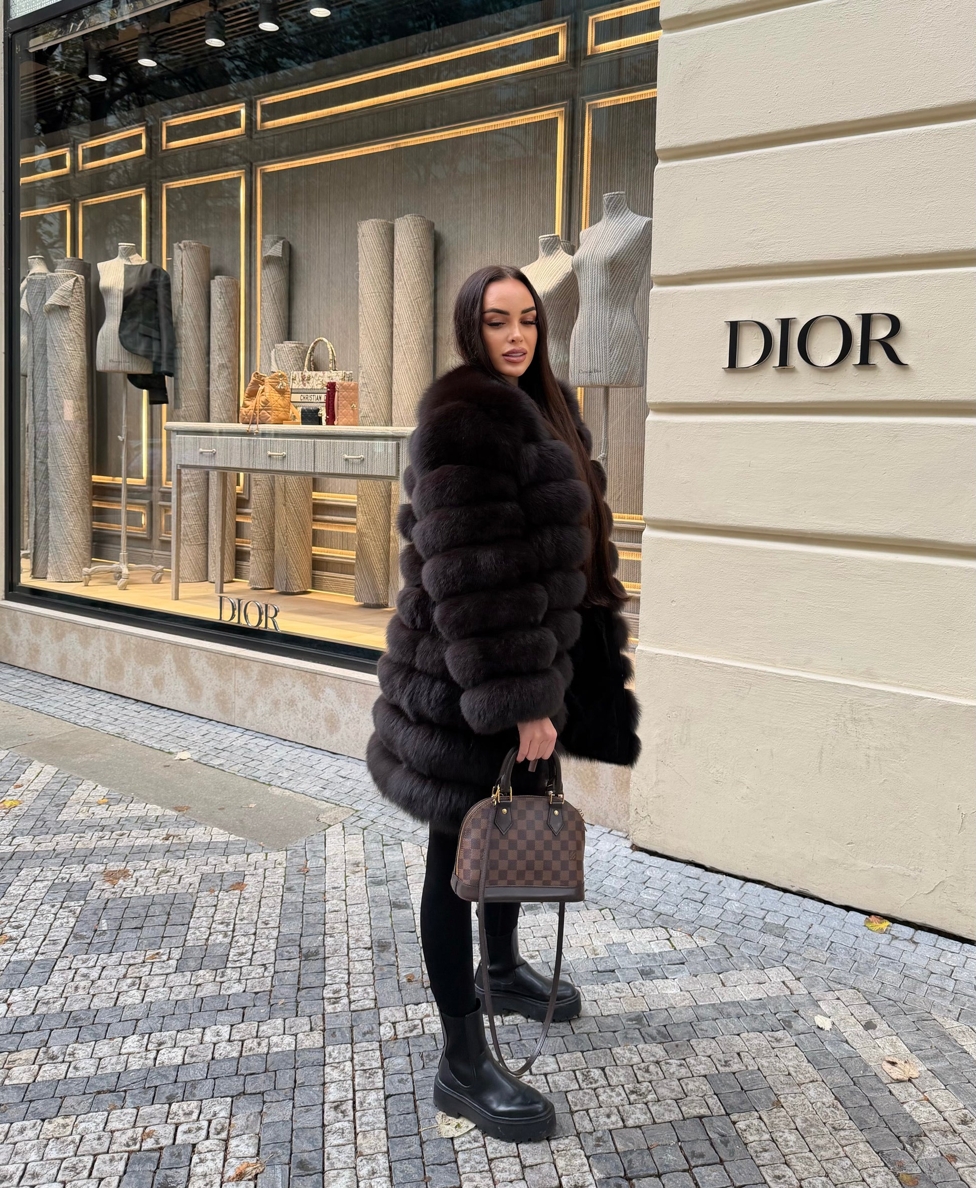 Pravý kožuch z líšky DARK BROWN