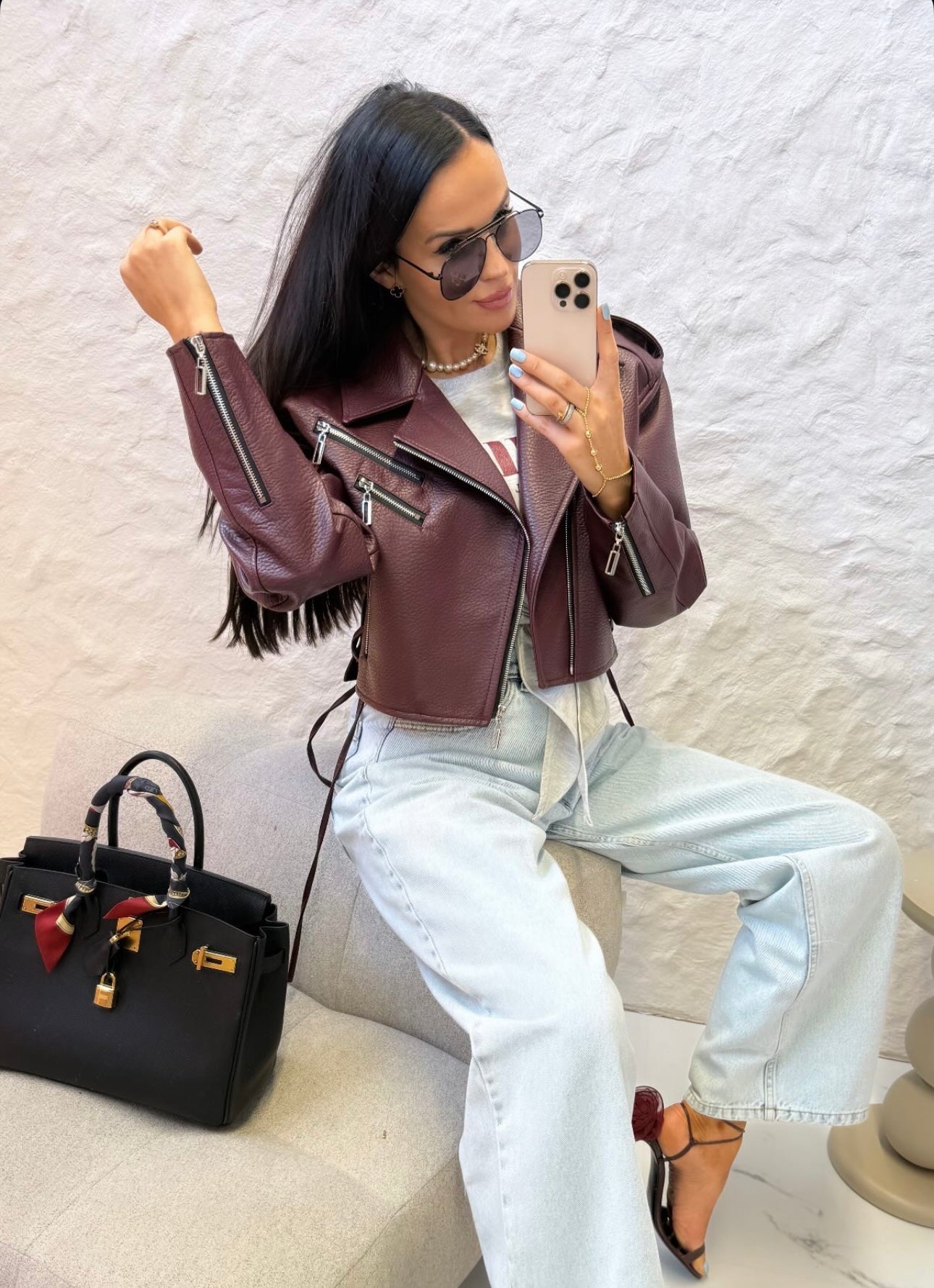 Kožená bundička „Wine Chic“