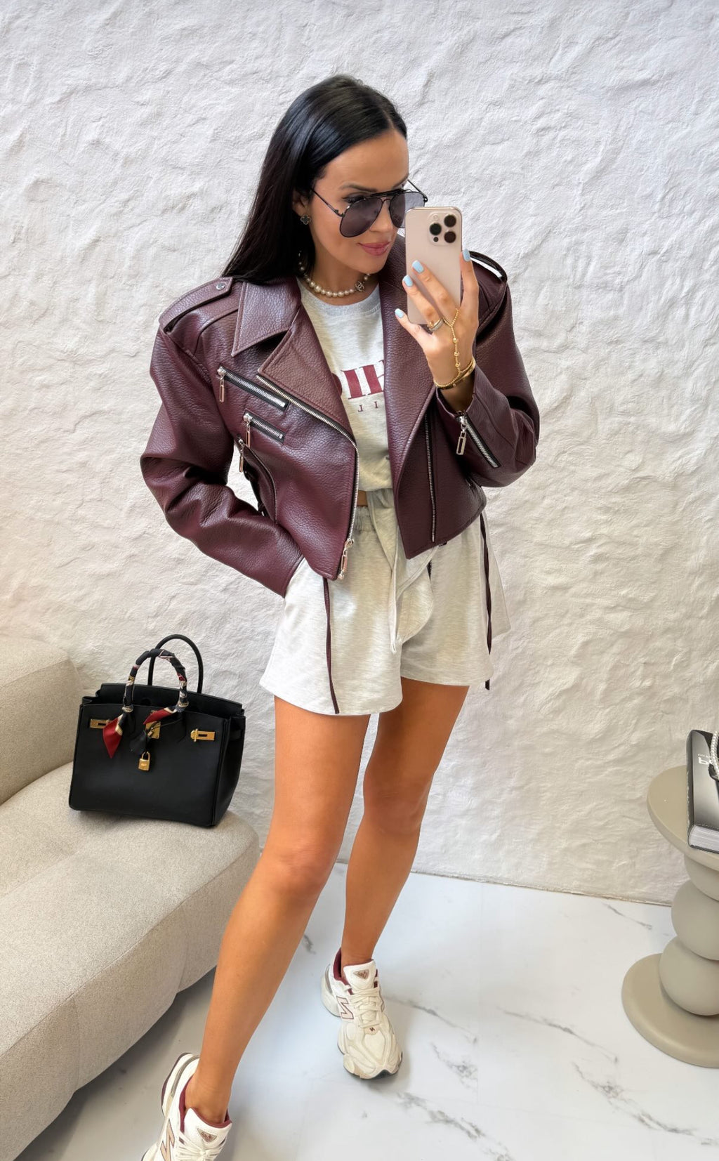 Kožená bundička „Wine Chic“