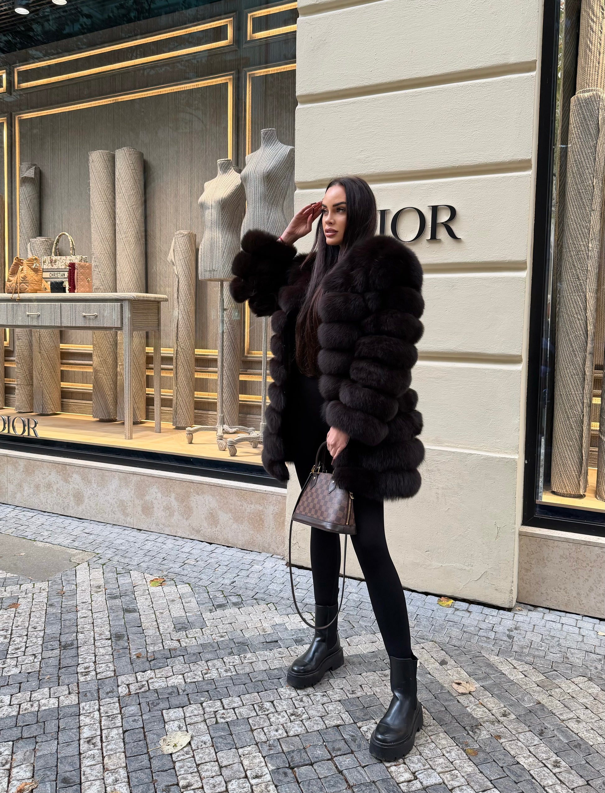 Pravý kožuch z líšky DARK BROWN